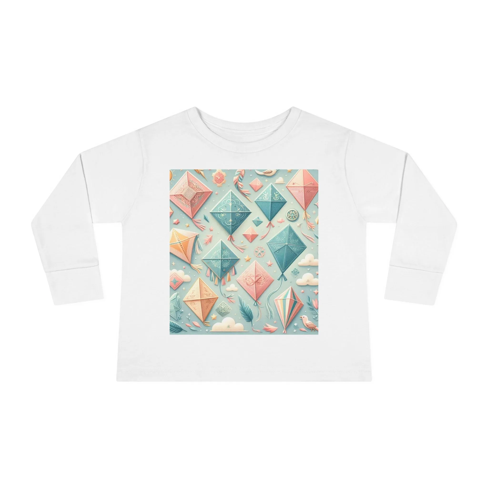 Whimsical Toddler Long Sleeve Tee with Colorful Kites Design