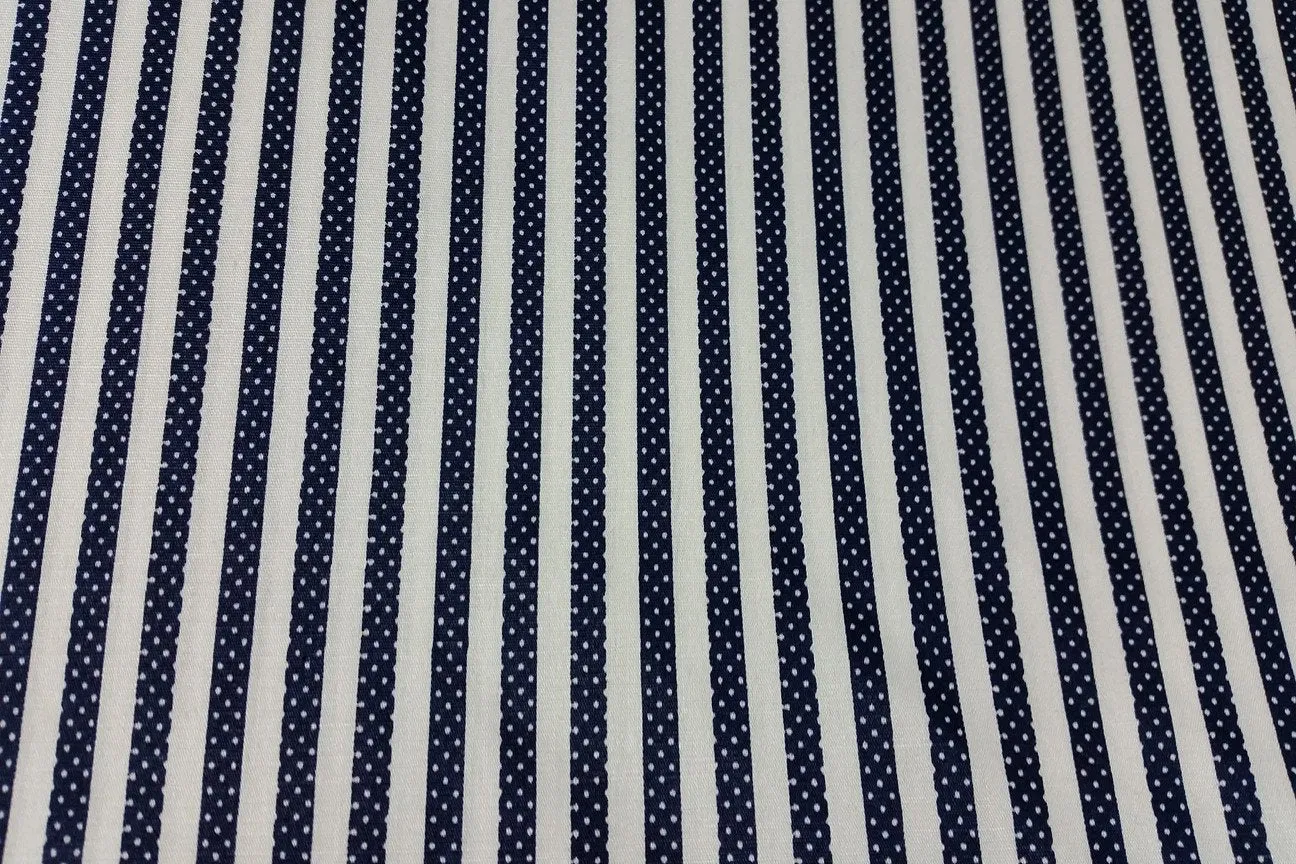 White and Navy Blue Stripe Patchwork / Craft Fabric SOLD OUT