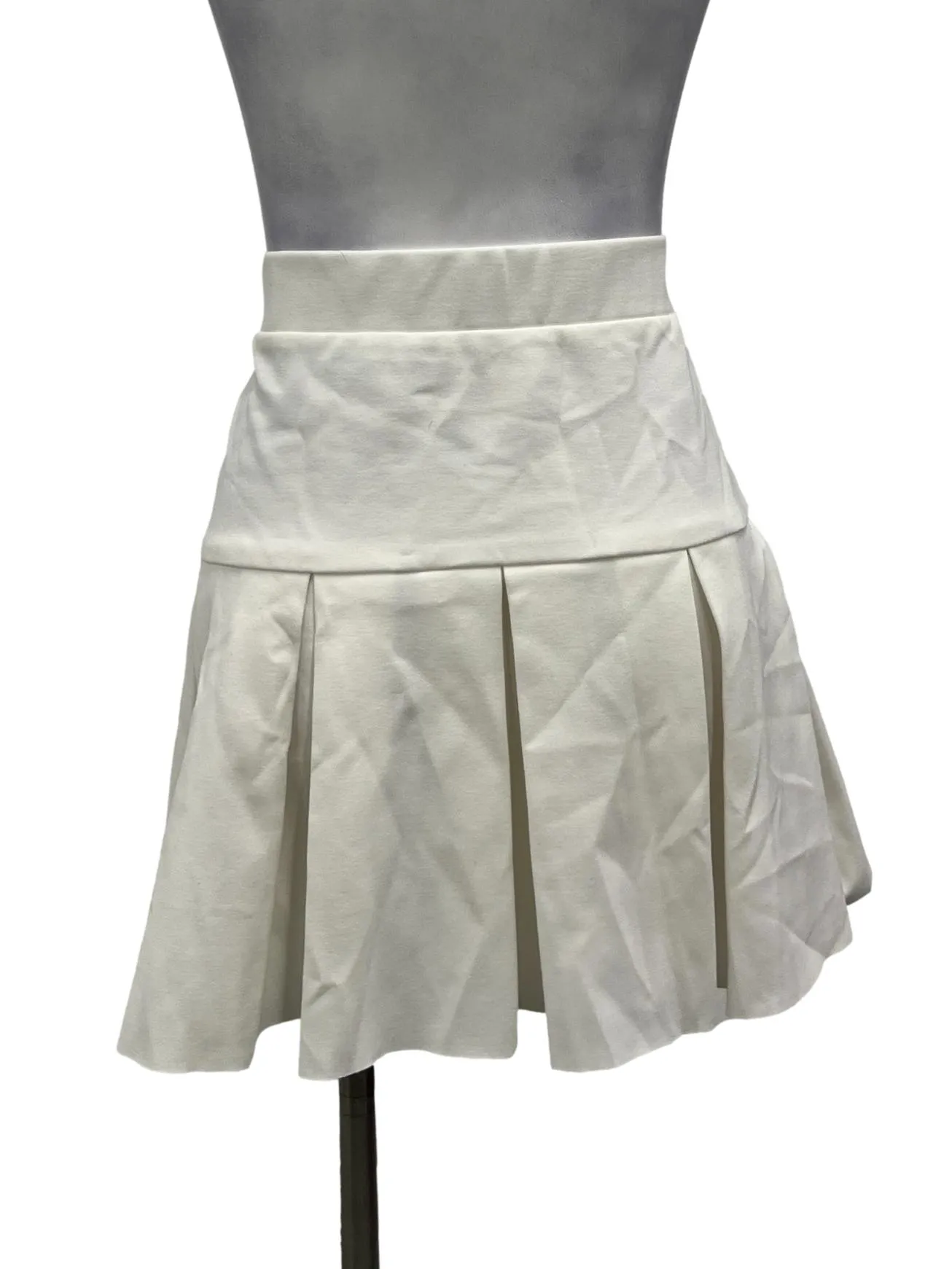 White High Waisted Pleated Mini Skirt