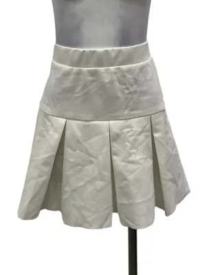White High Waisted Pleated Mini Skirt