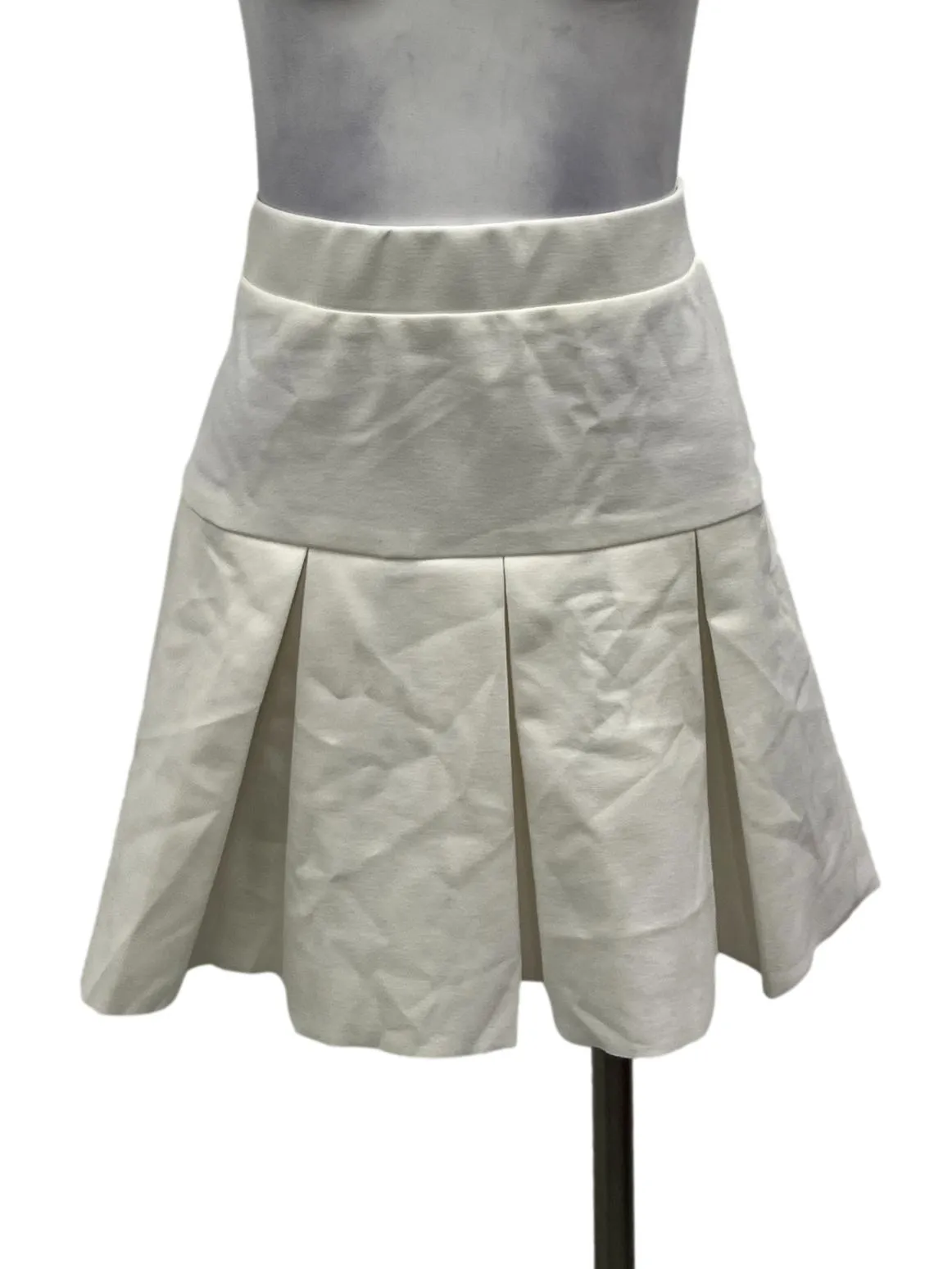 White High Waisted Pleated Mini Skirt