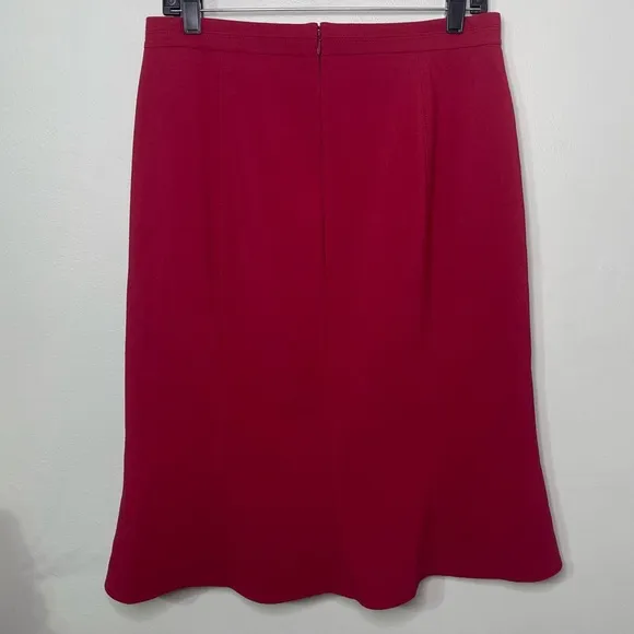 White House Black Market Flounce Hem Pencil Skirt Pink Red 8