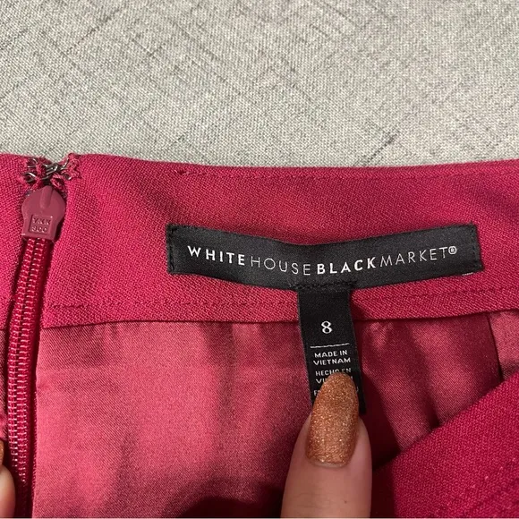 White House Black Market Flounce Hem Pencil Skirt Pink Red 8