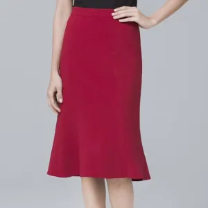 White House Black Market Flounce Hem Pencil Skirt Pink Red 8