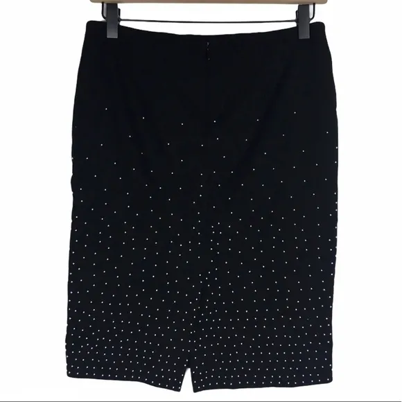 WHITE HOUSE BLACK MARKET Skirt Pencil Studs Ponte Minimalist Metallic Size 0