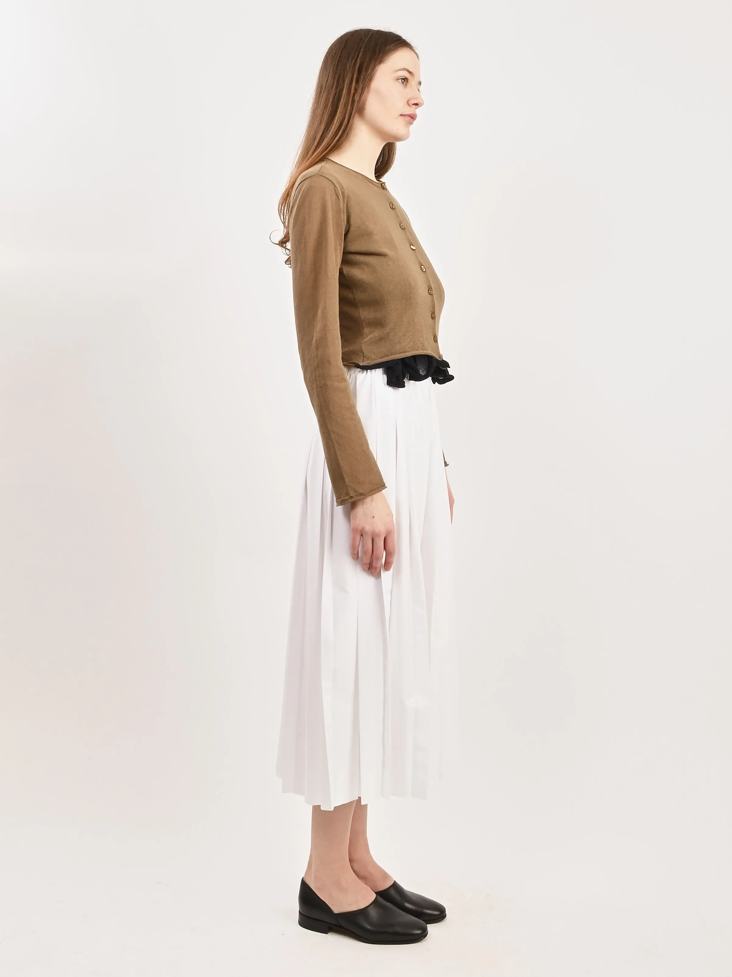 White Nylon Pleated Pull On Skirt