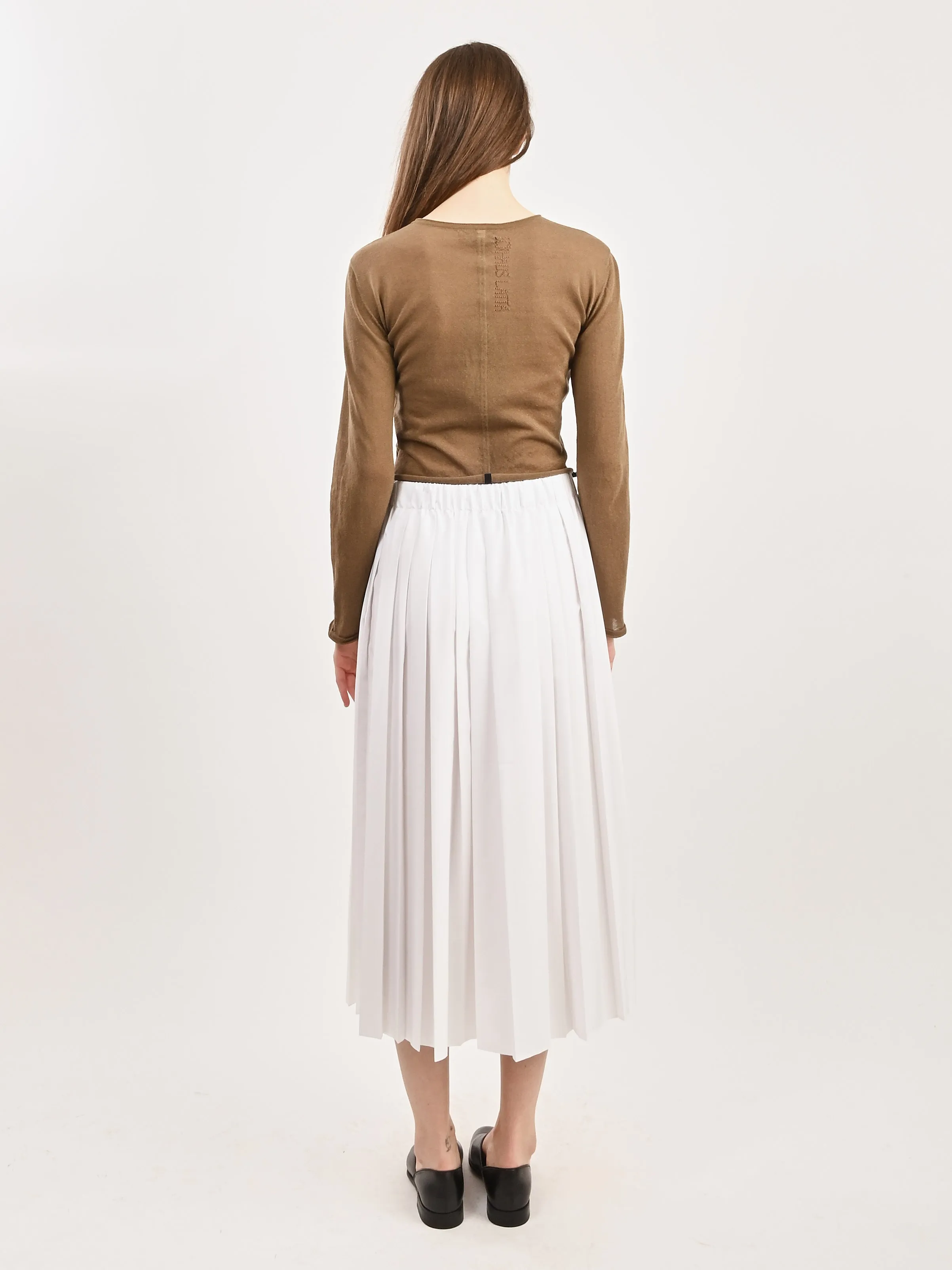 White Nylon Pleated Pull On Skirt