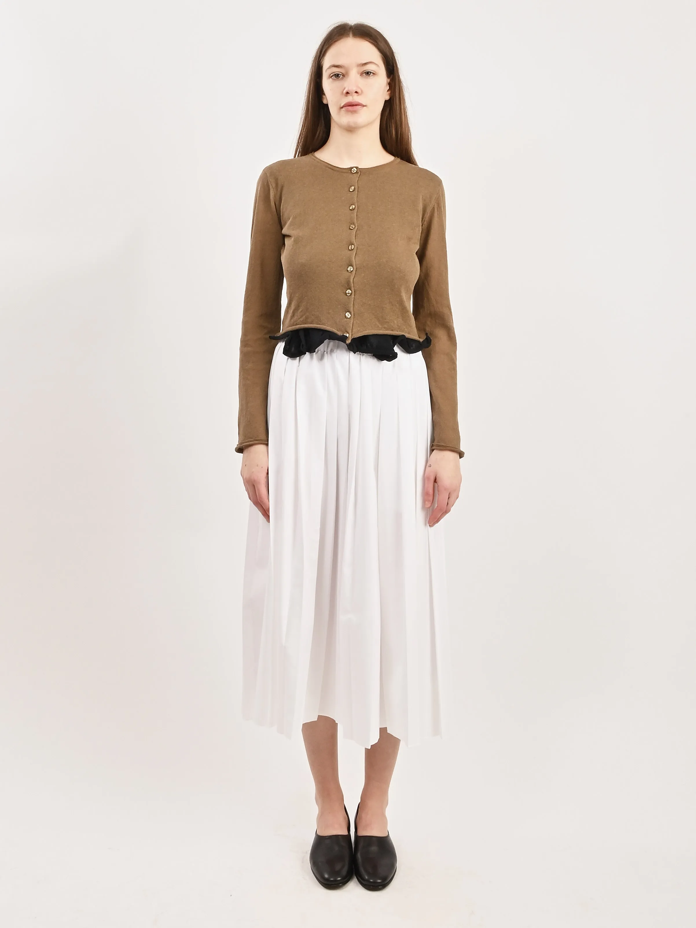 White Nylon Pleated Pull On Skirt