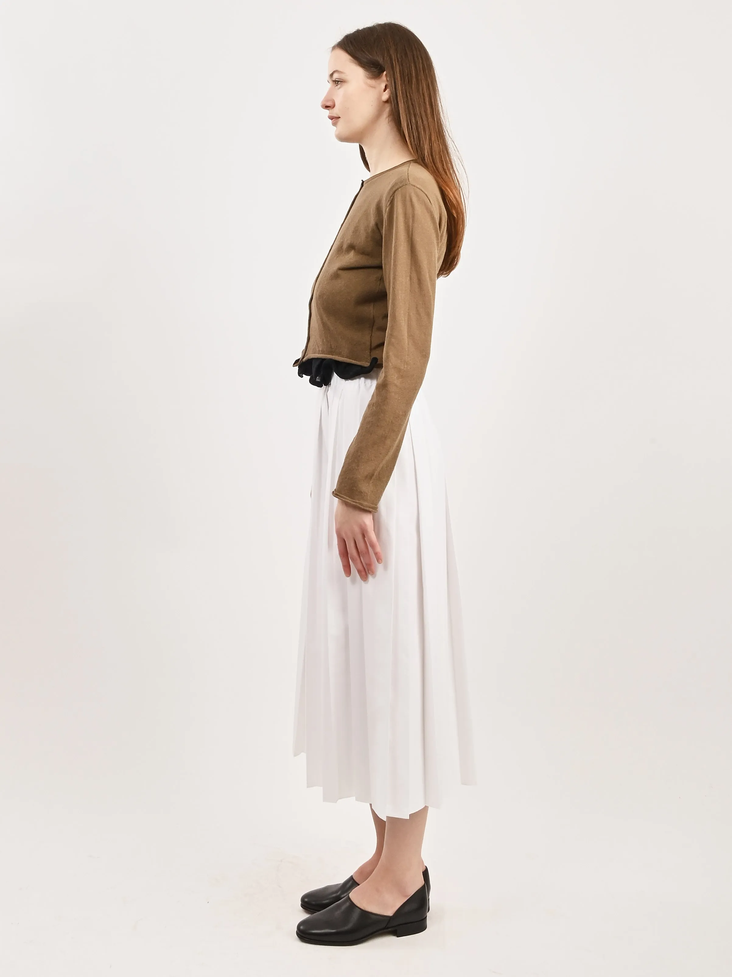 White Nylon Pleated Pull On Skirt