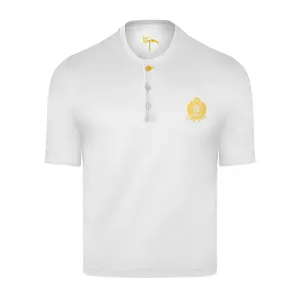 White Round Neck Short Sleeve T-Shirt with 3 Buttons