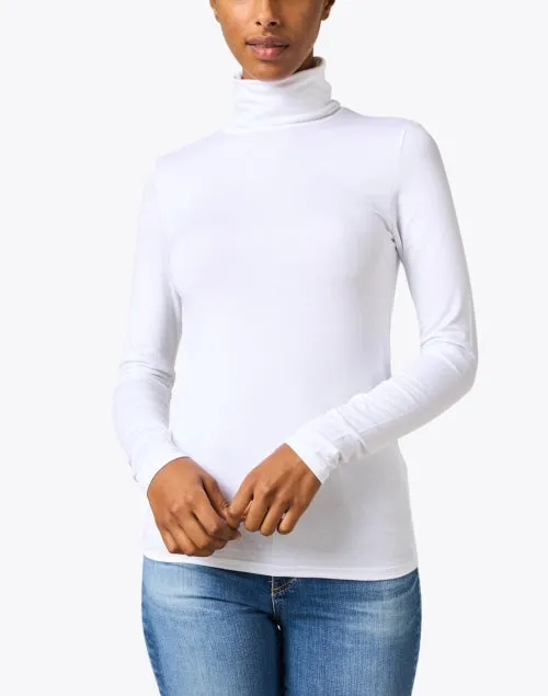 White Stretch Turtleneck Top