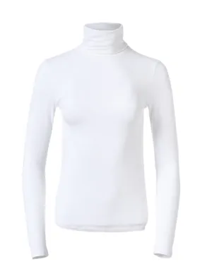 White Stretch Turtleneck Top