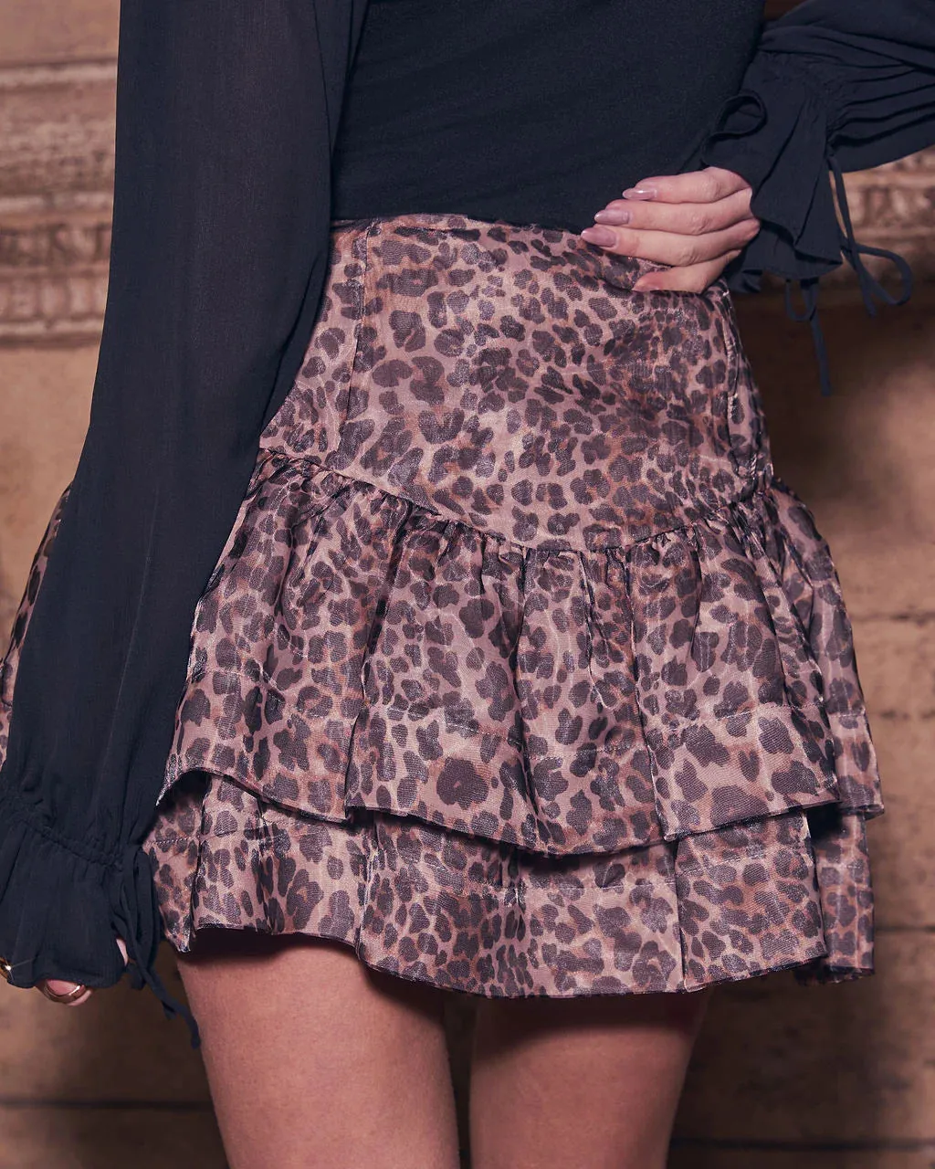 Wildly Yours Leopard Organza Mini Skirt