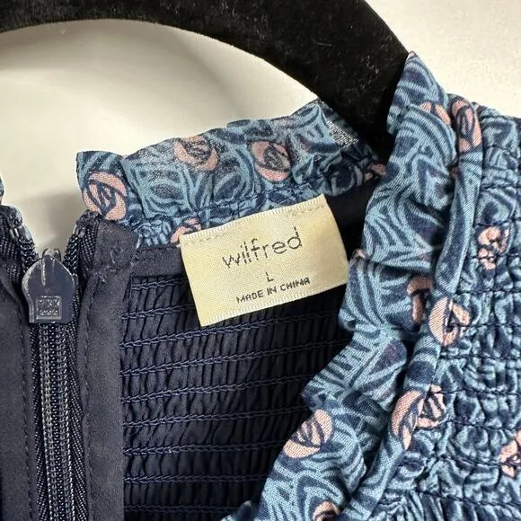 Wilfred Floral Maxi Dress Large Long Sleeve Blue