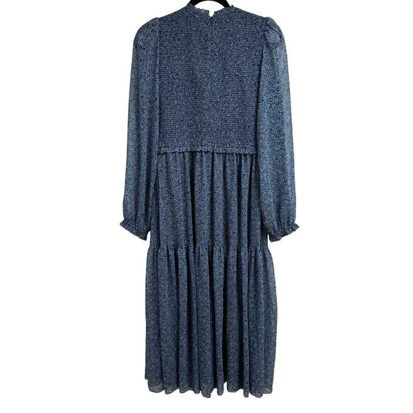 Wilfred Floral Maxi Dress Large Long Sleeve Blue