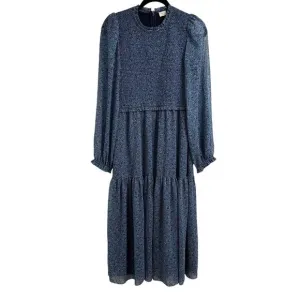 Wilfred Floral Maxi Dress Large Long Sleeve Blue