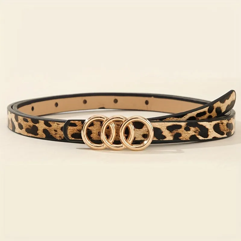 Women's Casual Leopard Print Heart Belt - Non Textile Materials