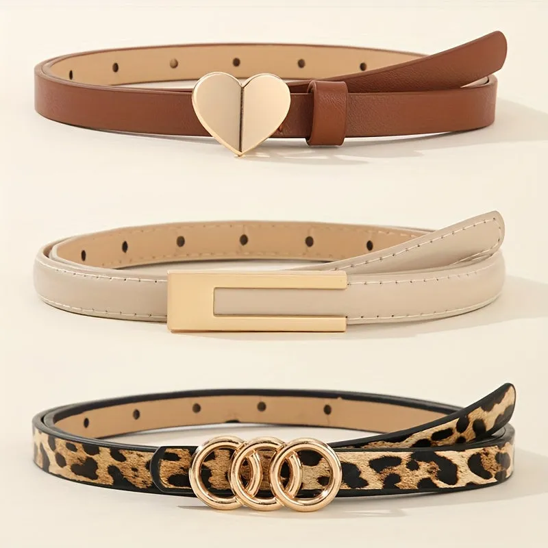 Women's Casual Leopard Print Heart Belt - Non Textile Materials