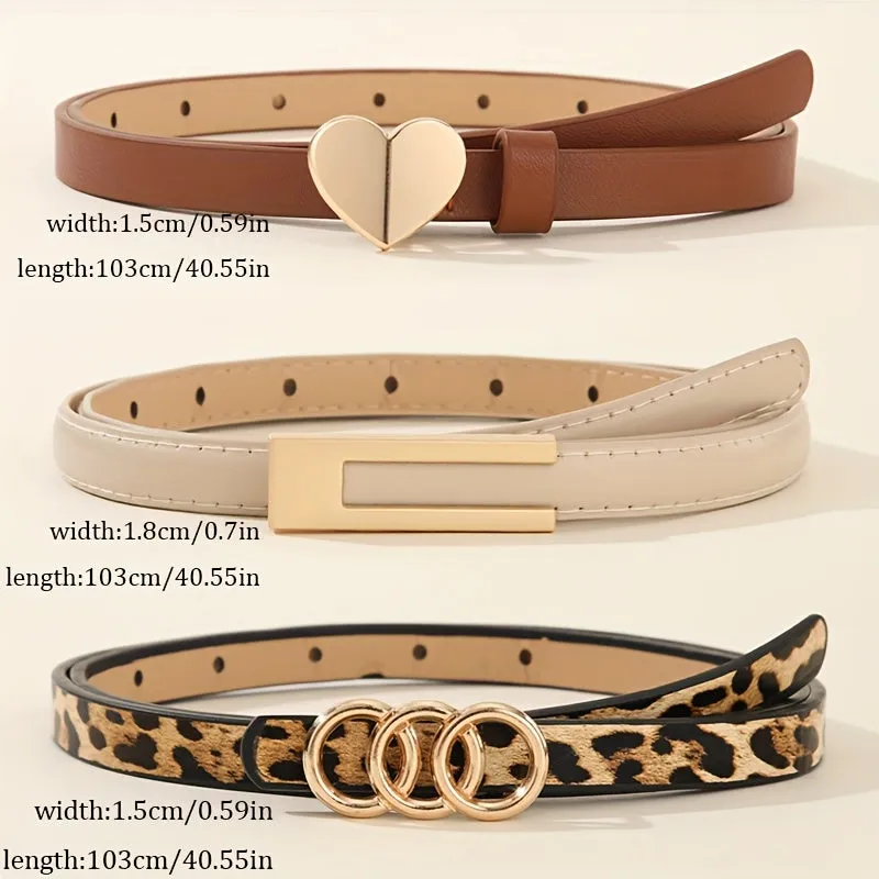 Women's Casual Leopard Print Heart Belt - Non Textile Materials