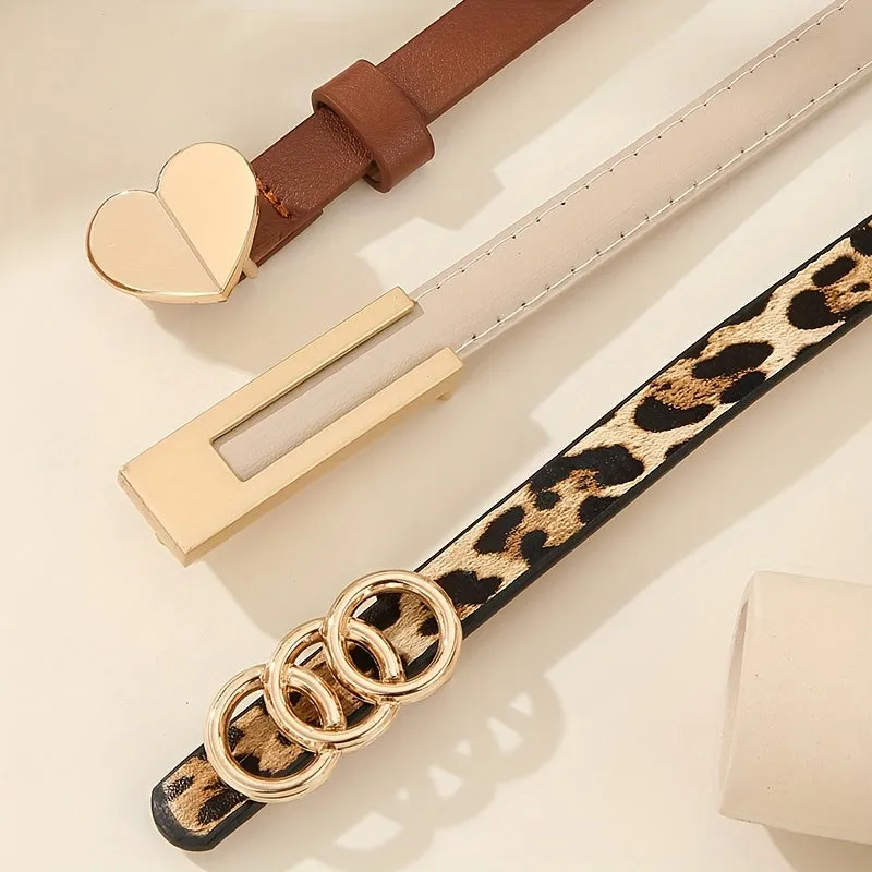Women's Casual Leopard Print Heart Belt - Non Textile Materials