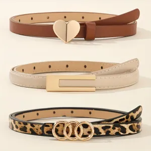 Women's Casual Leopard Print Heart Belt - Non Textile Materials