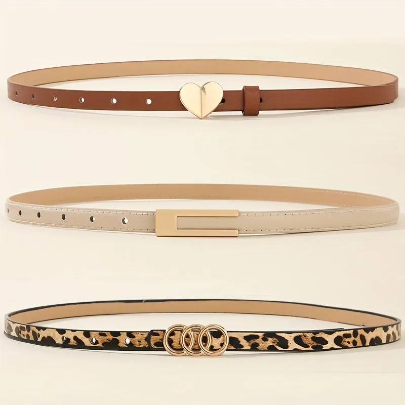Women's Casual Leopard Print Heart Belt - Non Textile Materials