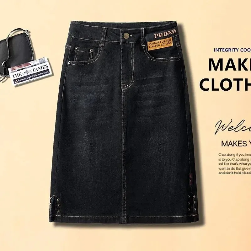 Women's Denim Skirts Spring Summer High-waisted Jeans Skirts