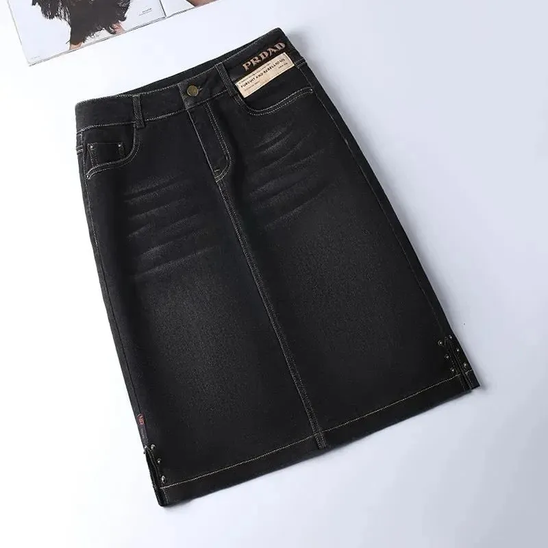 Women's Denim Skirts Spring Summer High-waisted Jeans Skirts