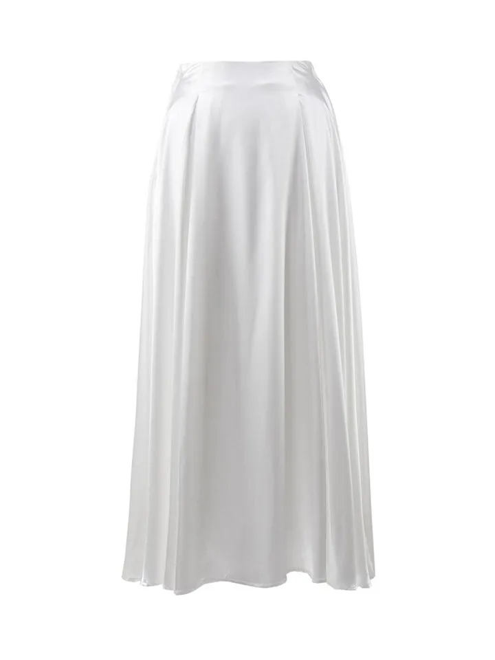 Women's Elegant Silky High-Rise Flowy Maxi Skirt
