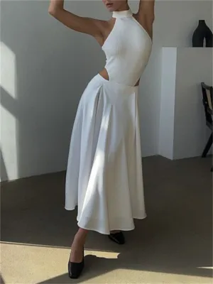 Women's Elegant Silky High-Rise Flowy Maxi Skirt