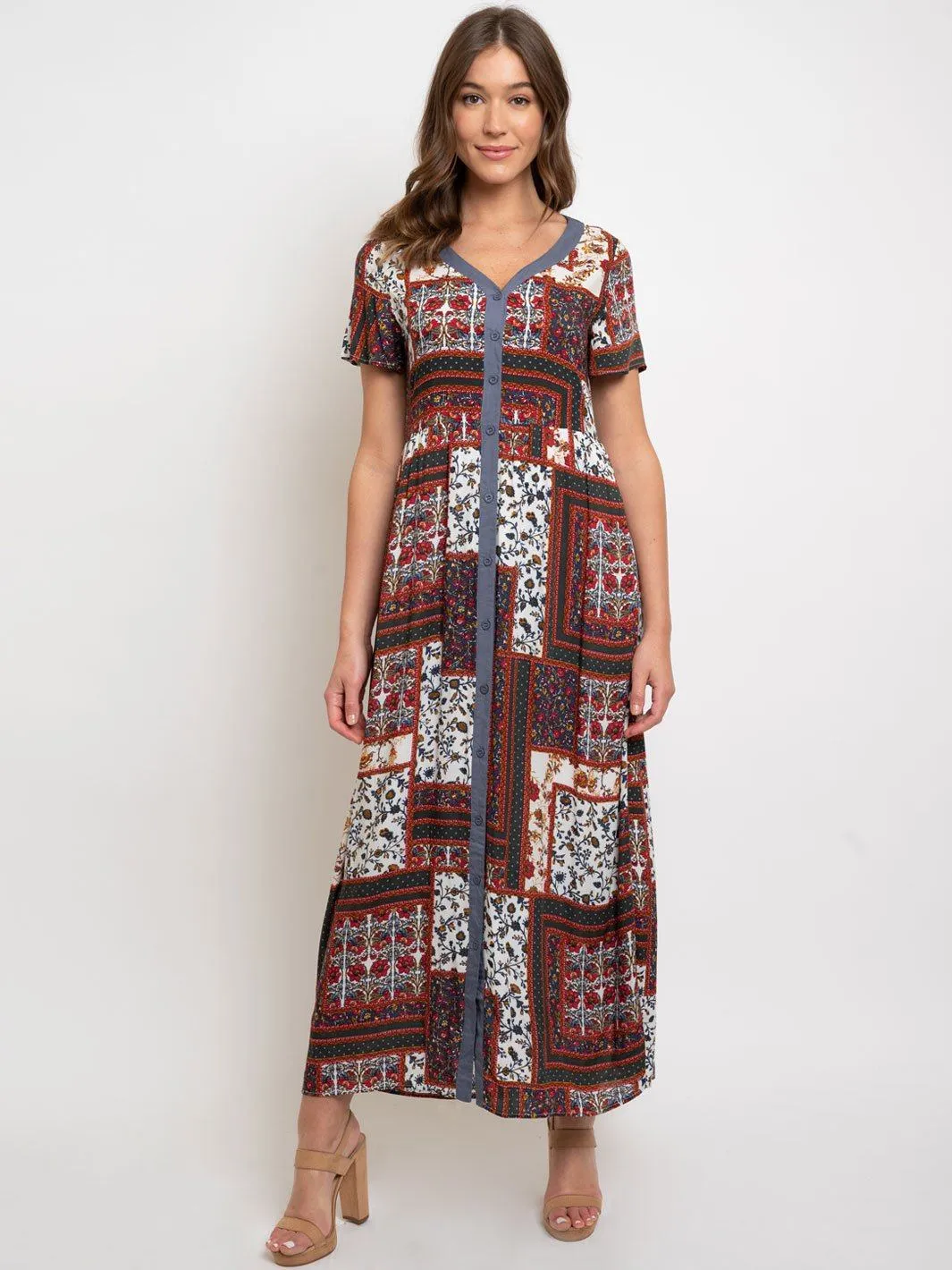 WOMEN'S FLORAL PRINT MAXI DRESS