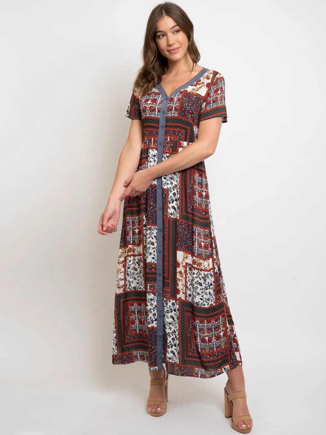 WOMEN'S FLORAL PRINT MAXI DRESS