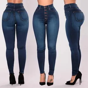 Women's High Waited Skinny Denim Pencil Pants Stretch Slim Plus Size