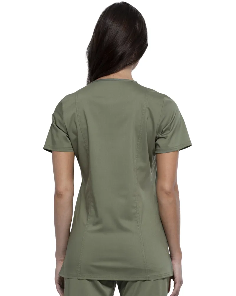 Women's V-Neck Solid Scrub Top (WW620), Olive