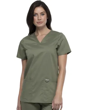 Women's V-Neck Solid Scrub Top (WW620), Olive