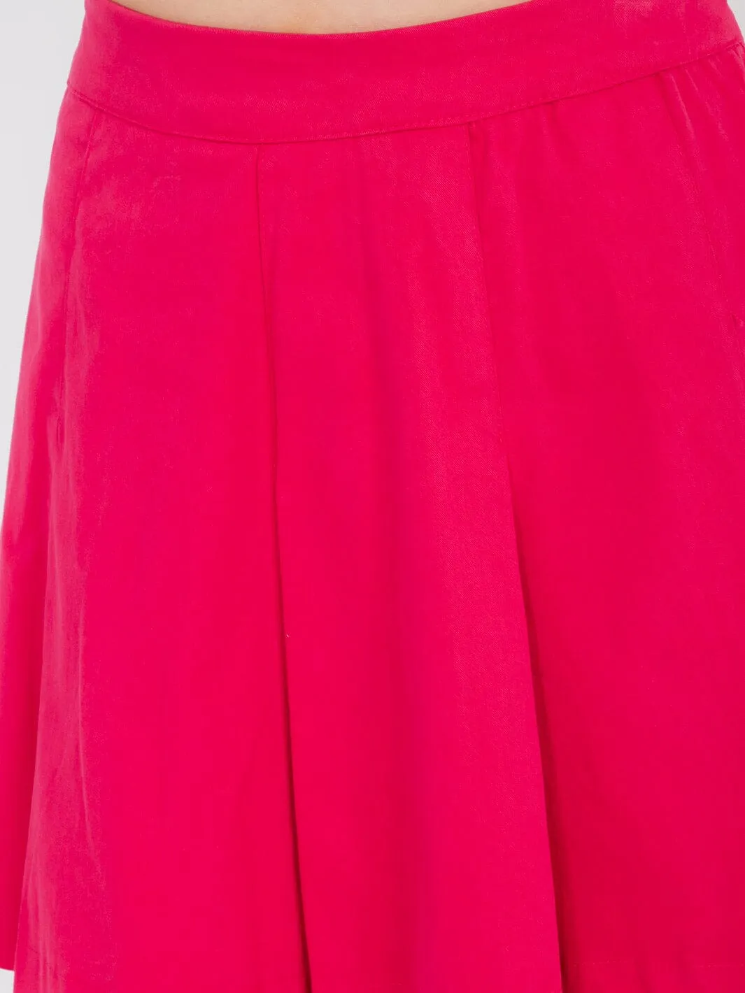 WOMEN'S ZIPPER CLOSURE PLEATED FLARE MINI SKIRT