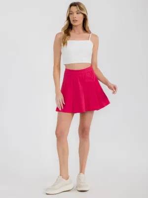 WOMEN'S ZIPPER CLOSURE PLEATED FLARE MINI SKIRT