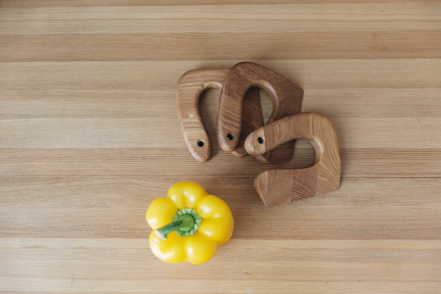 Wooden Safe Knife for Kids, Montessori Toddler Knife, Oak Wood