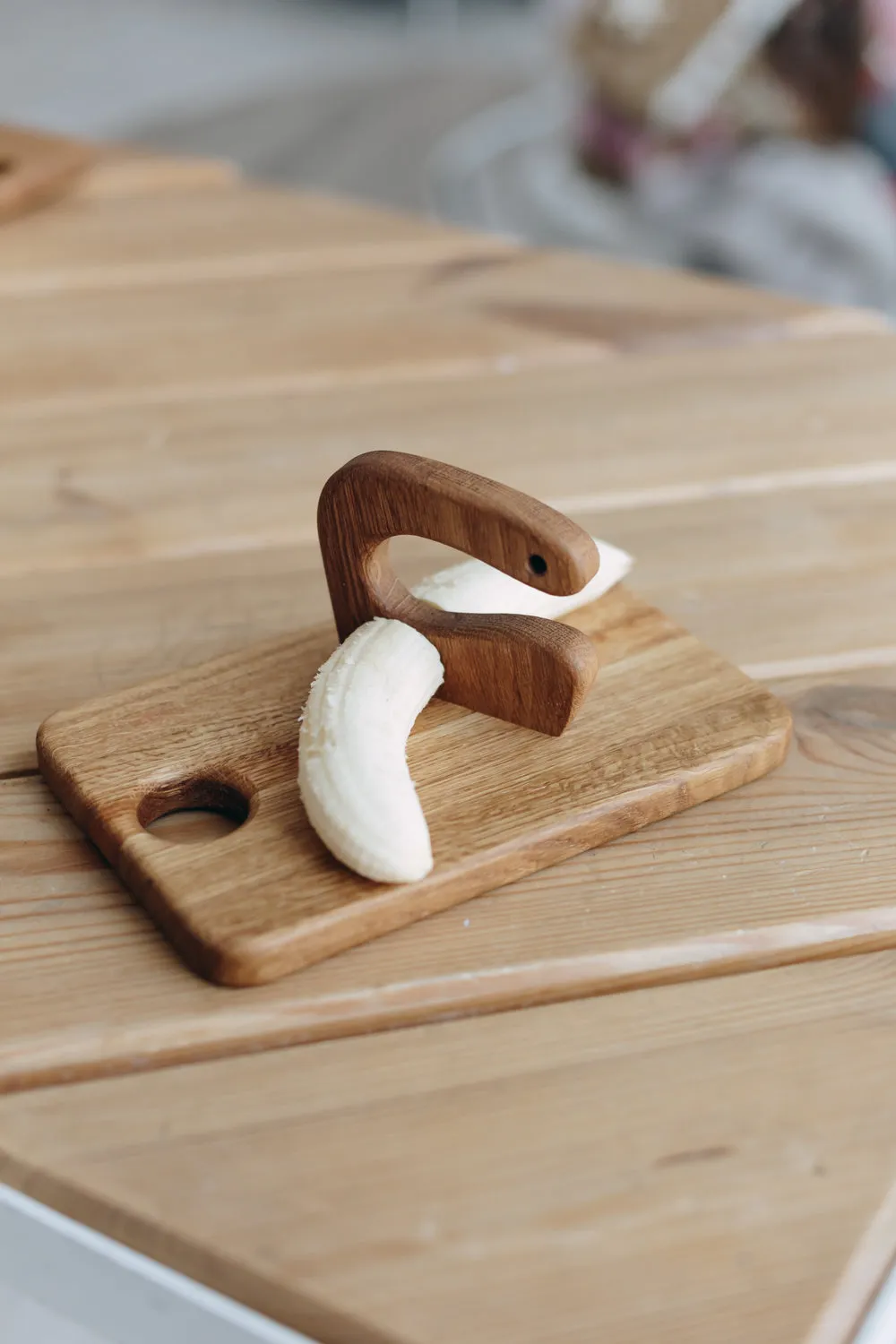 Wooden Safe Knife for Kids, Montessori Toddler Knife, Oak Wood