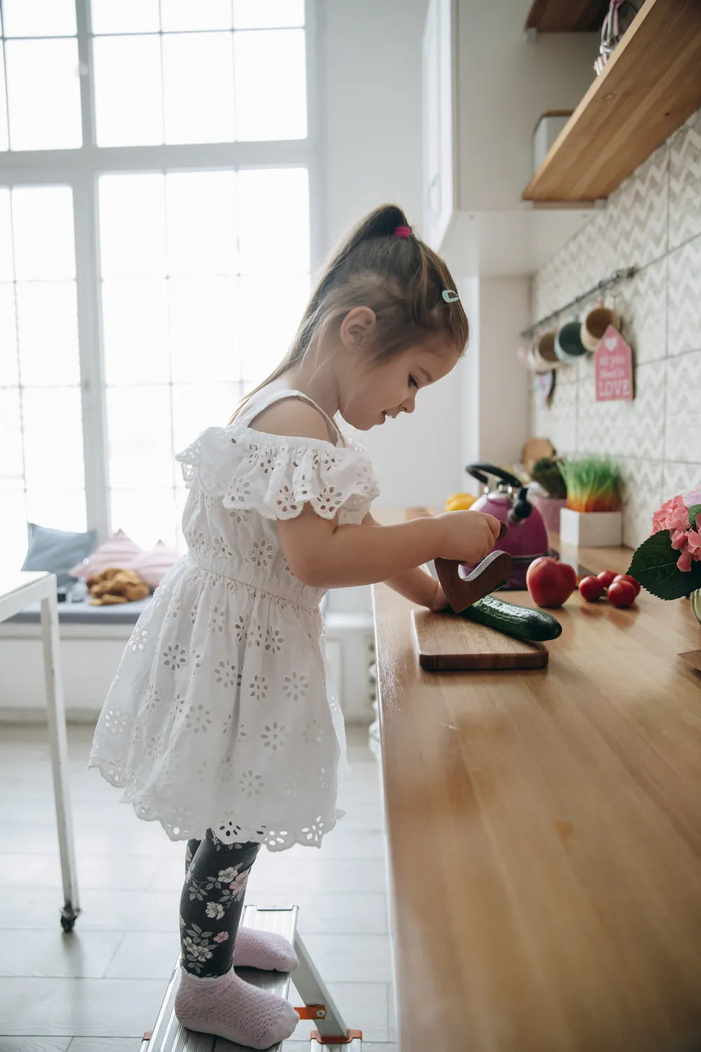 Wooden Safe Knife for Kids, Montessori Toddler Knife, Oak Wood