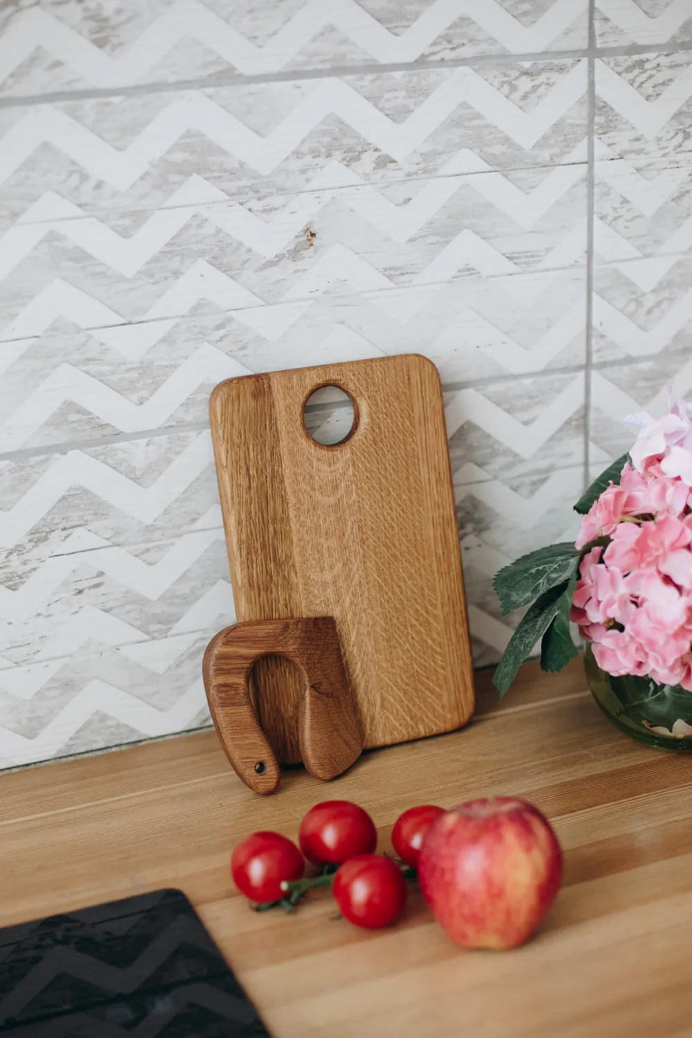 Wooden Safe Knife for Kids, Montessori Toddler Knife, Oak Wood