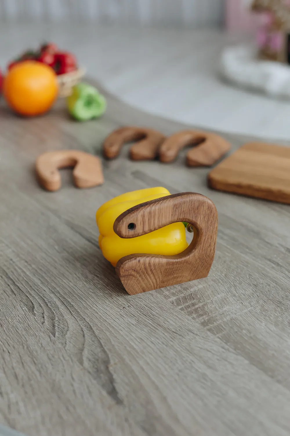 Wooden Safe Knife for Kids, Montessori Toddler Knife, Oak Wood