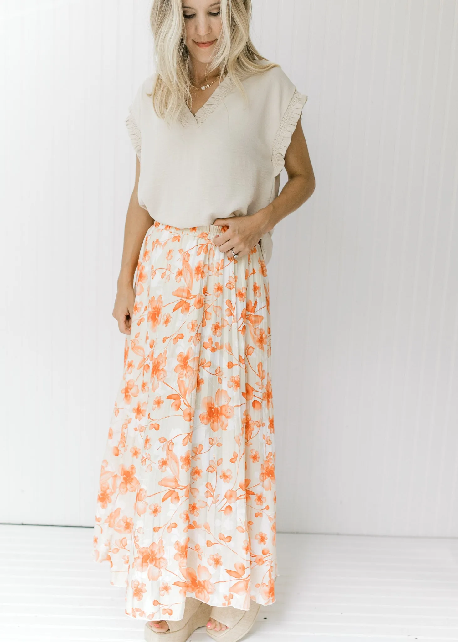 X Peaches and Cream Floral Skirt
