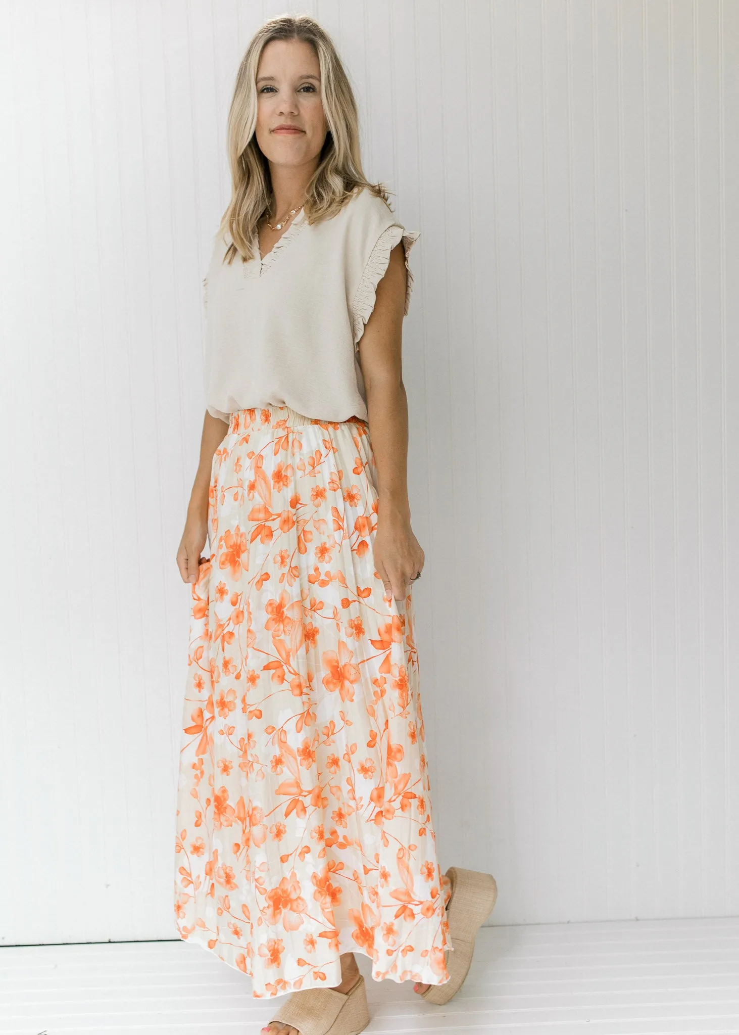 X Peaches and Cream Floral Skirt