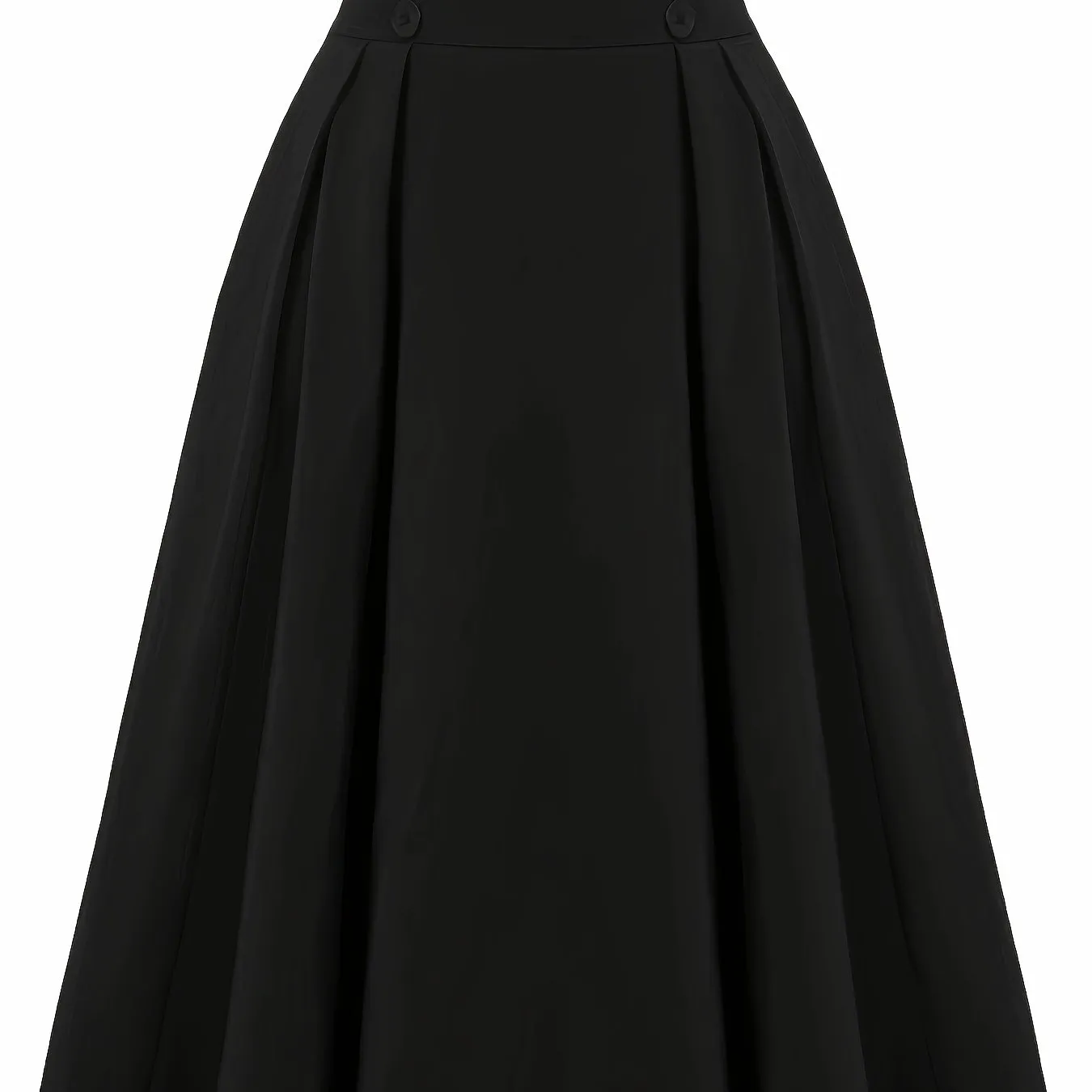 xieyinshe Versatile Solid Pleated Skirts, Vintage Button Front High Waist Skirts, Women's Clothing