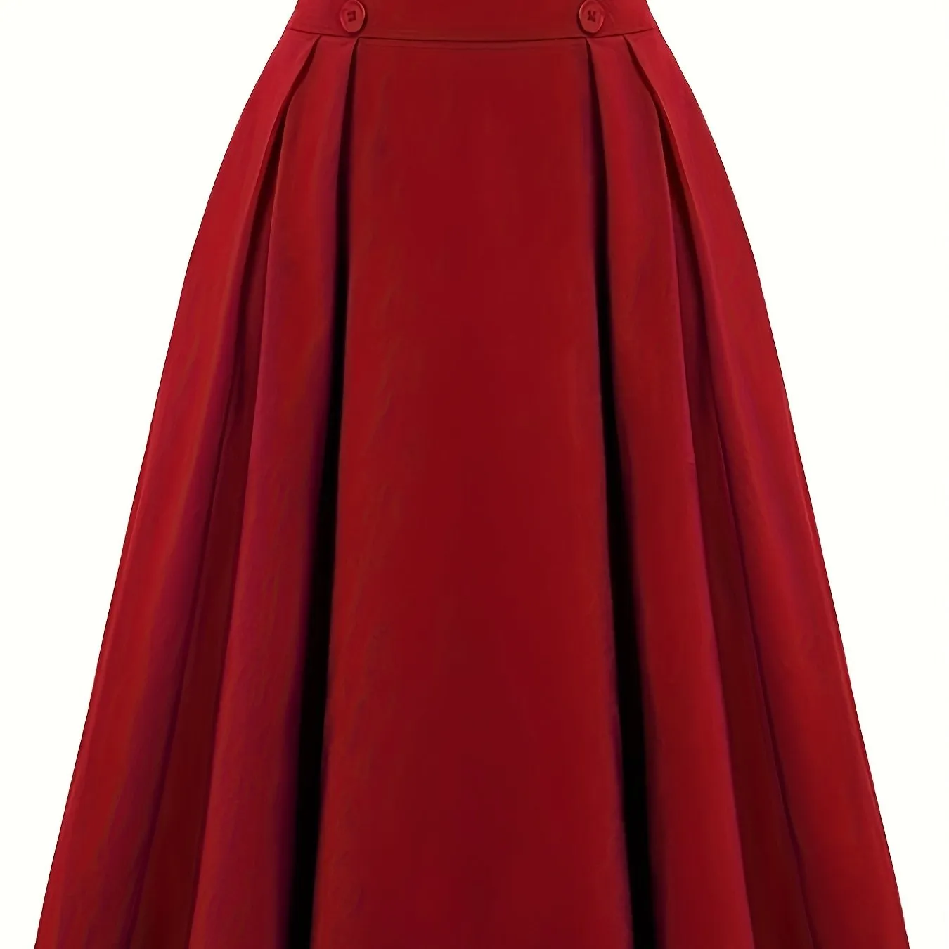 xieyinshe Versatile Solid Pleated Skirts, Vintage Button Front High Waist Skirts, Women's Clothing