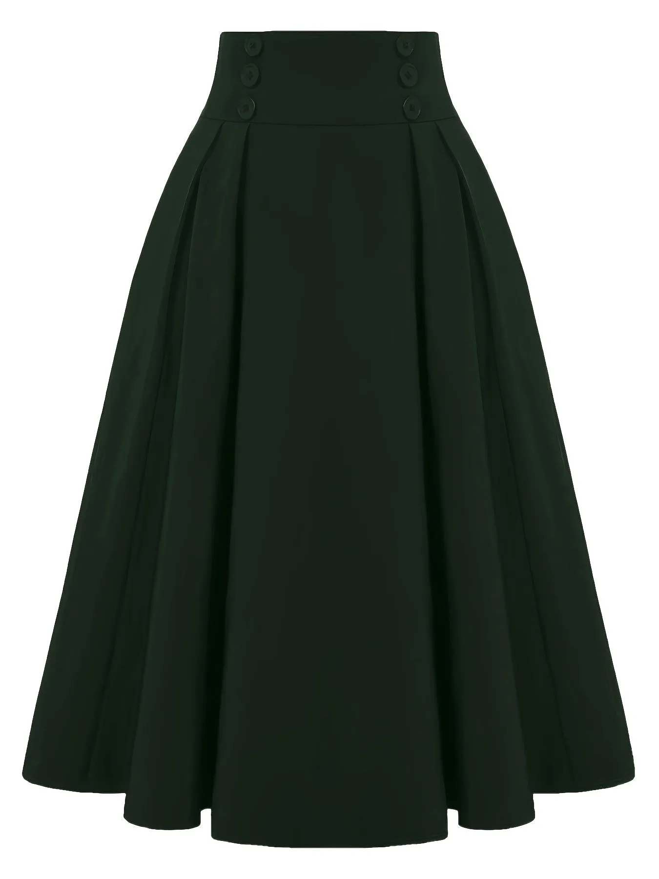 xieyinshe Versatile Solid Pleated Skirts, Vintage Button Front High Waist Skirts, Women's Clothing