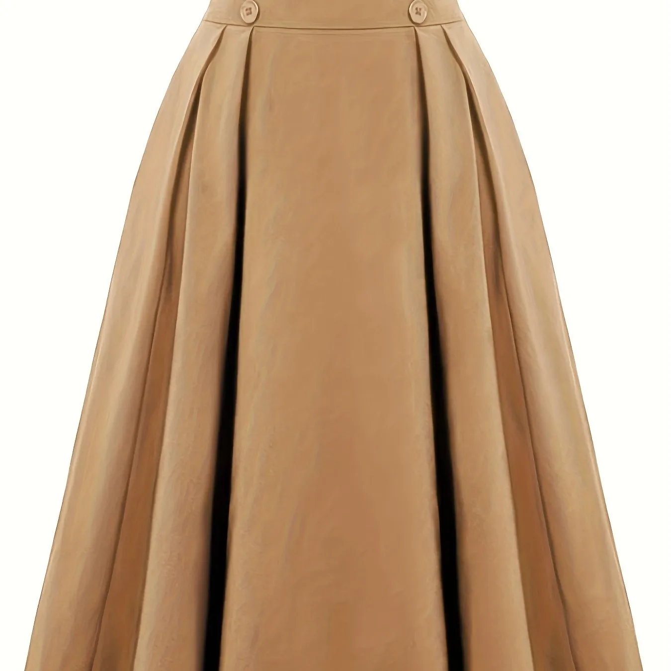 xieyinshe Versatile Solid Pleated Skirts, Vintage Button Front High Waist Skirts, Women's Clothing