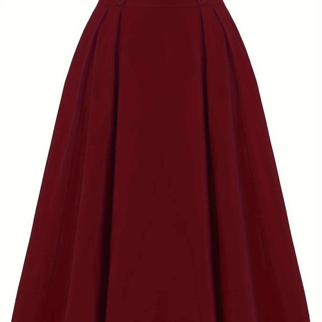 xieyinshe Versatile Solid Pleated Skirts, Vintage Button Front High Waist Skirts, Women's Clothing
