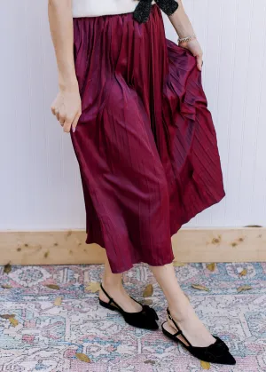 XZ Wine Pleated Satin Skirt